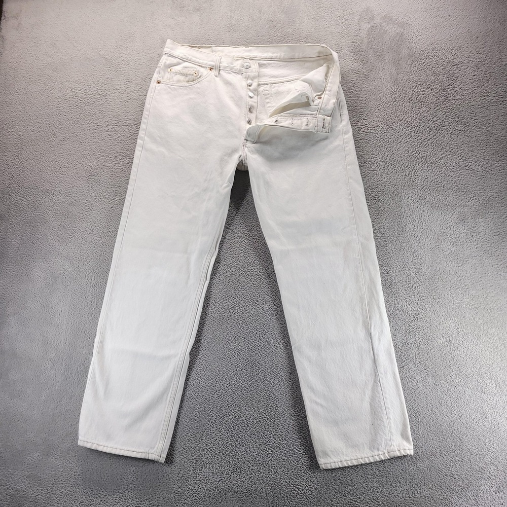 VTG Levis 501 Jeans Mens 38x30 White Regular Straight Button Fly Made In USA 90s